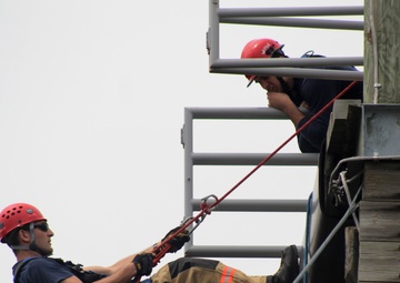Firefighters learn rope, rappelling skills during technical rescue training at Fort McCoy