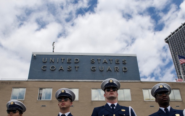 U.S. Coast Guard Silent Drill Team performs during Fleet Week New York 2018