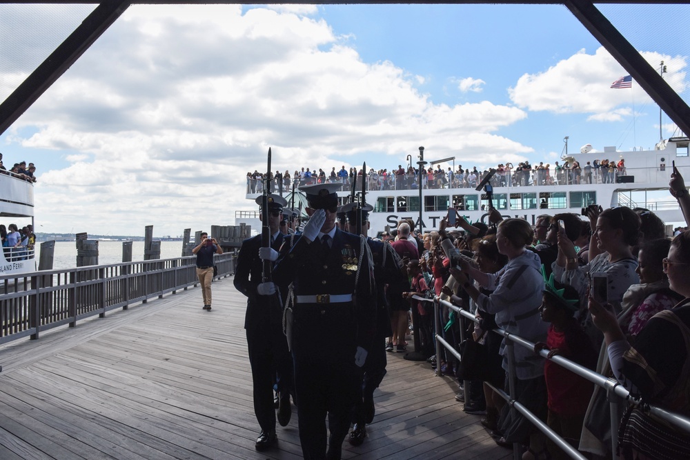 U.S. Coast Guard Silent Drill Team performs during Fleet Week New York 2018