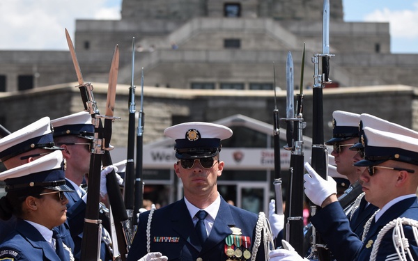 U.S. Coast Guard Silent Drill Team performs during Fleet Week New York 2018