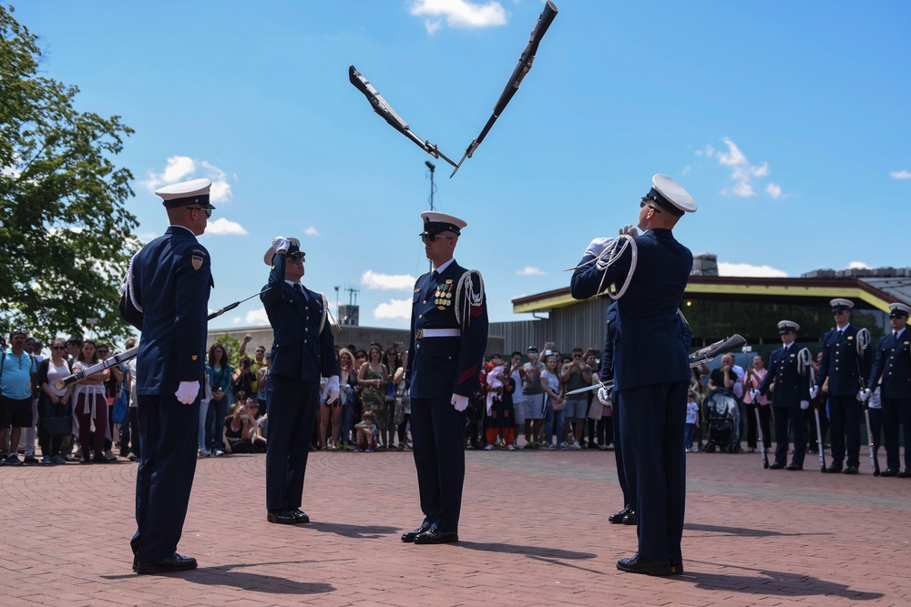 U.S. Coast Guard Silent Drill Team performs during Fleet Week New York 2018