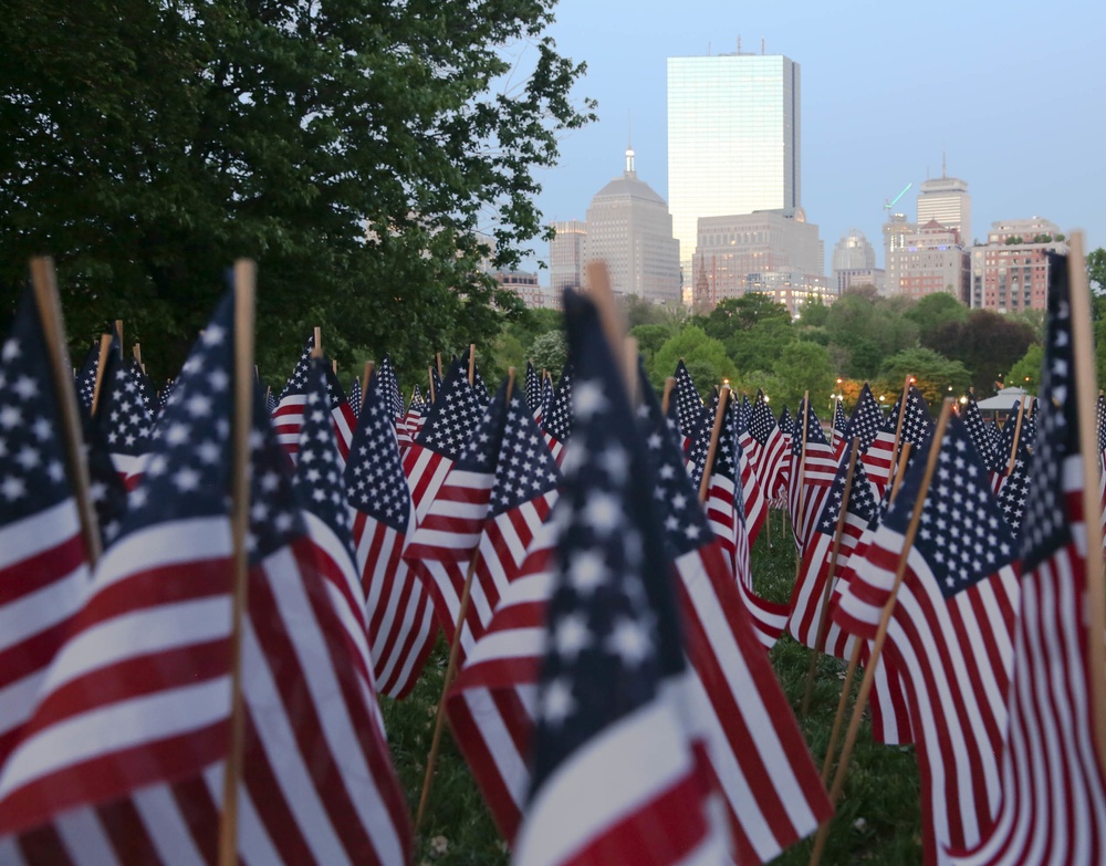 Flags honoring fallen heroes planted in Boston