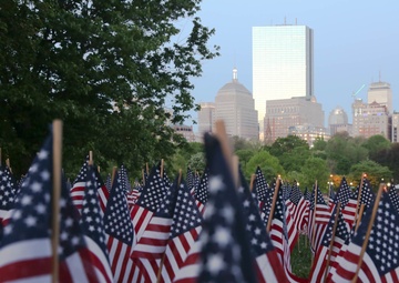 Flags honoring fallen heroes planted in Boston
