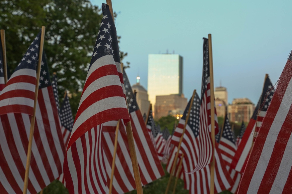 Flags honoring fallen heroes planted in Boston