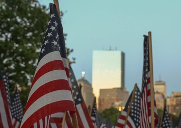 Flags honoring fallen heroes planted in Boston