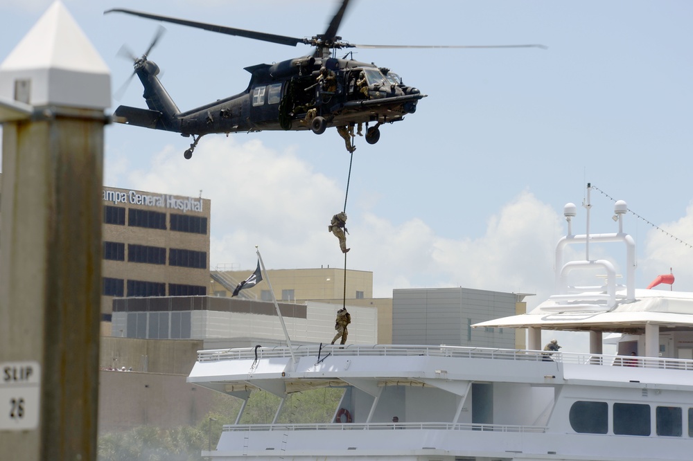 Multinational special operations forces conduct a capabilities demonstration during the 2018 International Special Operations Forces week