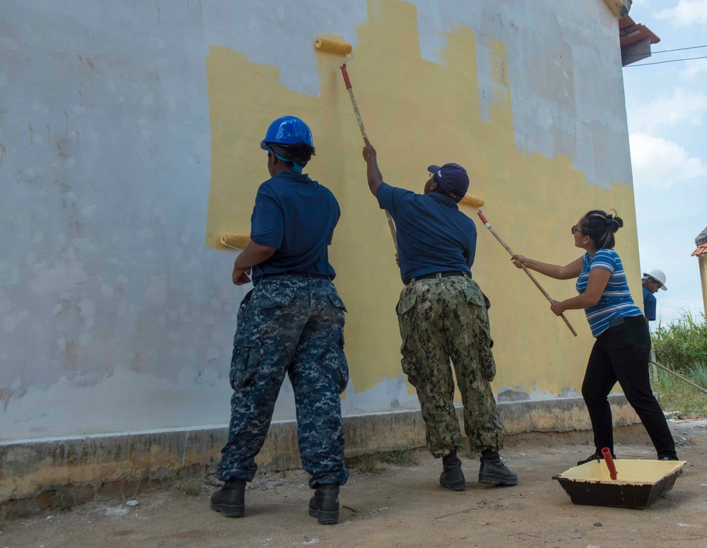 Soldiers from the 84th Engineeering Battalion support Pacific Partnership 2018 by providing construction assistance at Trong Tieu Hoc So Ninh Xuan 2 Primary School.
