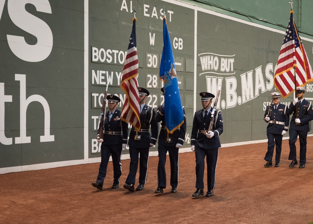 102nd Intelligence Wing Honor Guard Posts Colors at Fenway Park
