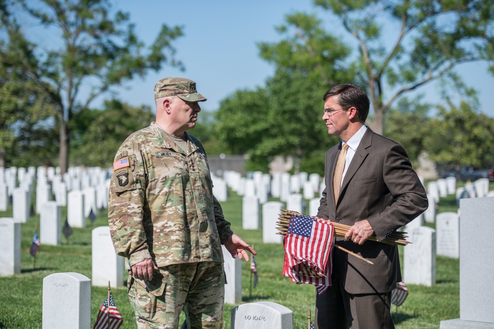 U.S. Army Chief of Staff Gen. Mark Milley and U.S. Army Secretary Mark Esper Participate in Flags In