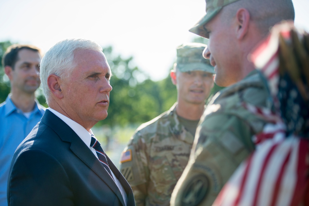 Vice President Mike Pence Visits Section 60 During Flags In at Arlington National Cemetery