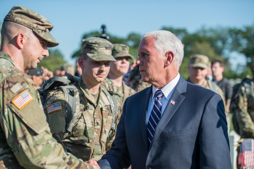 Vice President Mike Pence Visits Section 60 During Flags In at Arlington National Cemetery