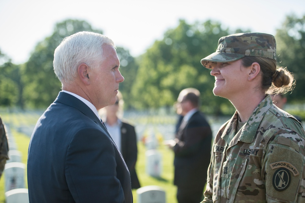 Vice President Mike Pence Visits Section 60 During Flags In at Arlington National Cemetery