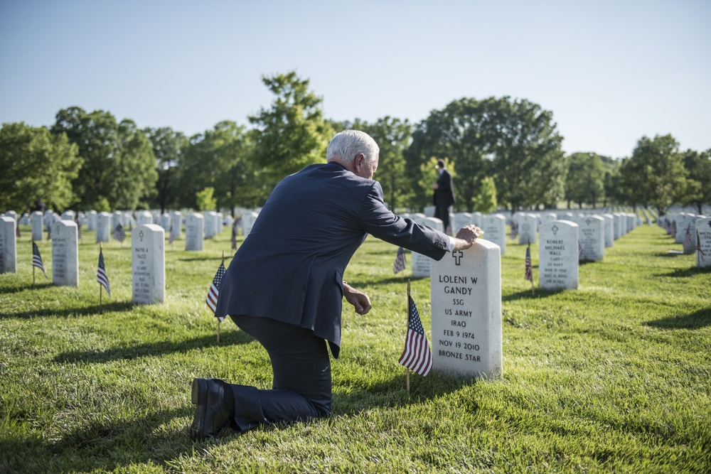Vice President Mike Pence Visits Section 60 During Flags In at Arlington National Cemetery