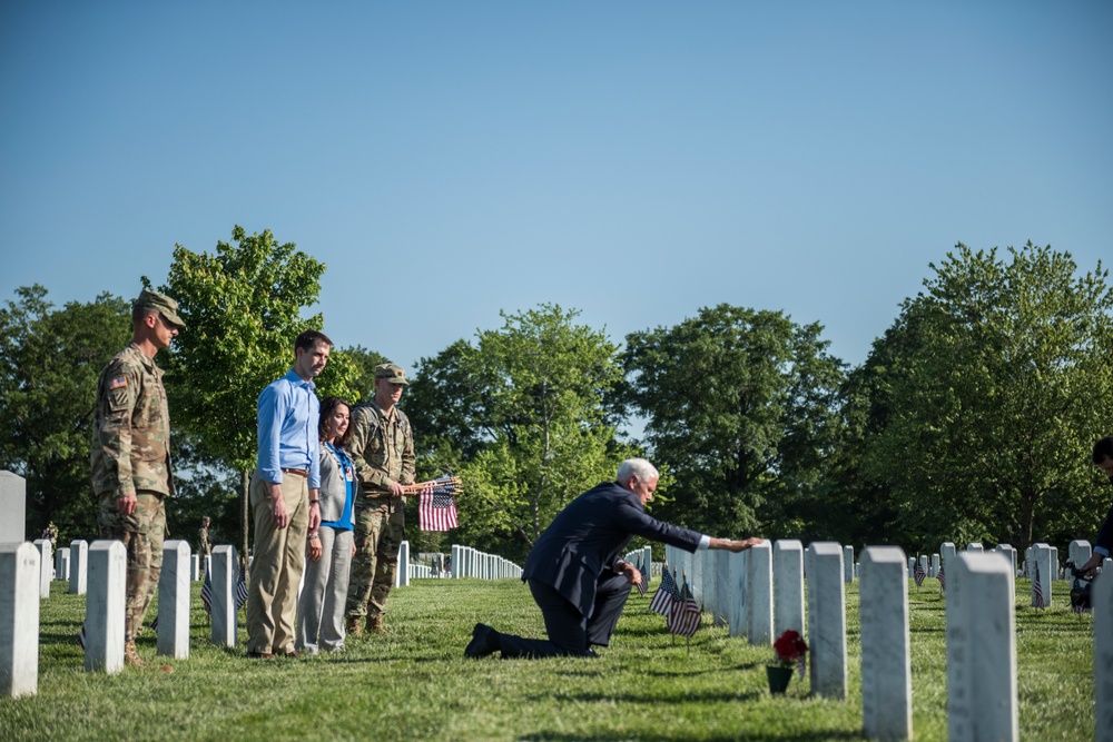 Vice President Mike Pence Visits Section 60 During Flags In at Arlington National Cemetery