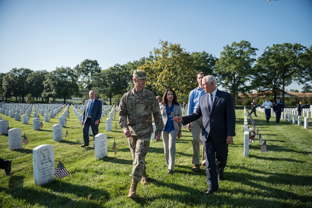 Vice President Mike Pence Visits Section 60 During Flags In at Arlington National Cemetery
