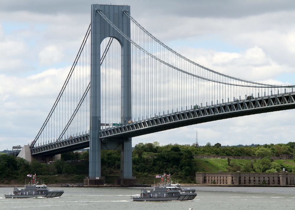 U.S. Naval Academy patrol boats participate in New York City's Fleet Week 2018 Parade of Ships