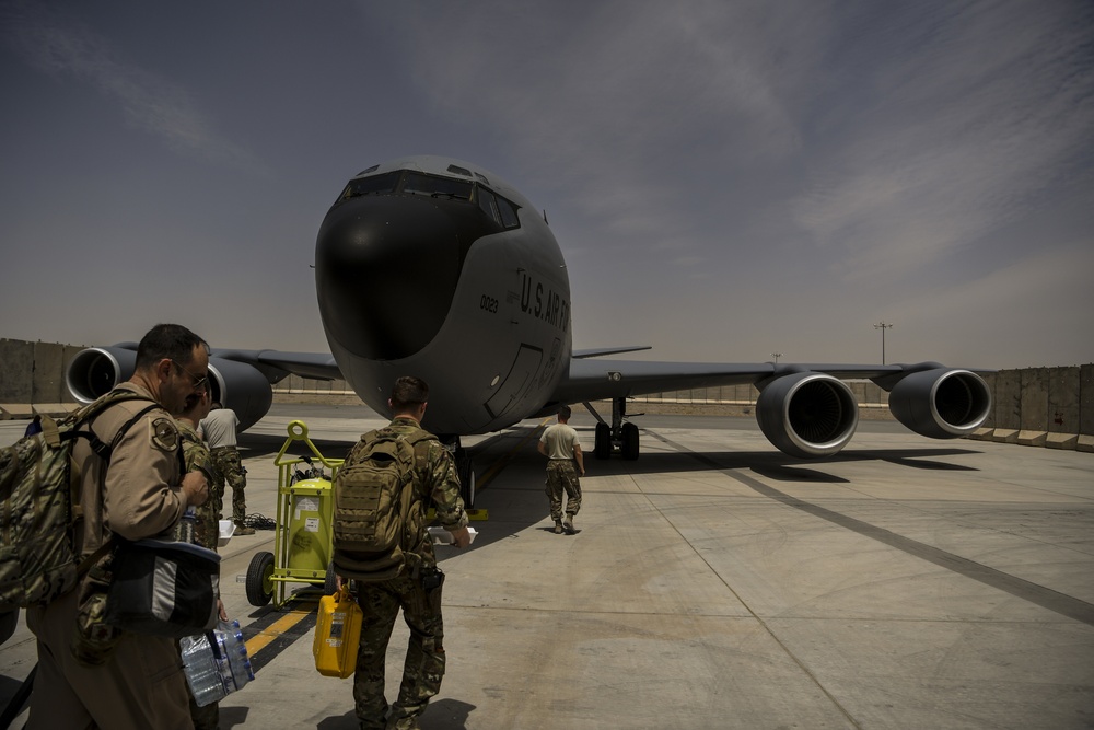 KC-135 refuels A-10's over Afghanistan