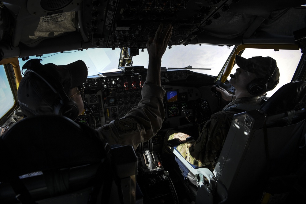 KC-135 refuels A-10's over Afghanistan