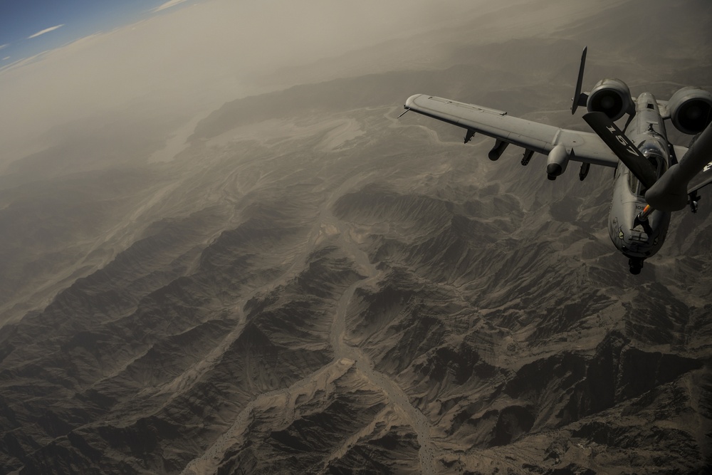 KC-135 refuels A-10's over Afghanistan