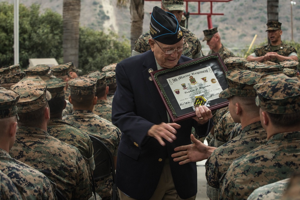 Retired CWO4 Hershel &quot;Woody&quot; Williams visits 62 Area Memorial Garden