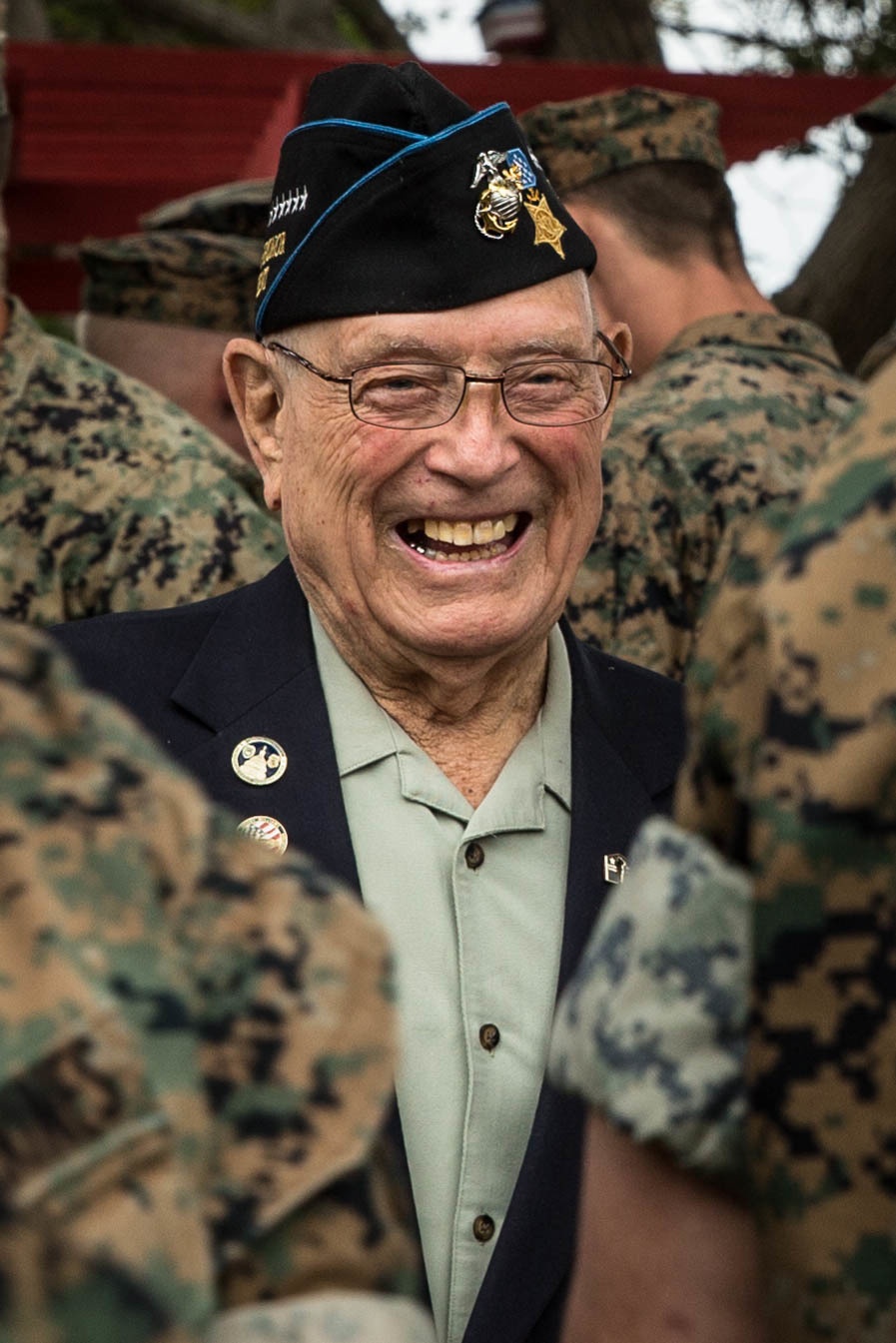 Retired CWO4 Hershel &quot;Woody&quot; Williams visits 62 Area Memorial Garden