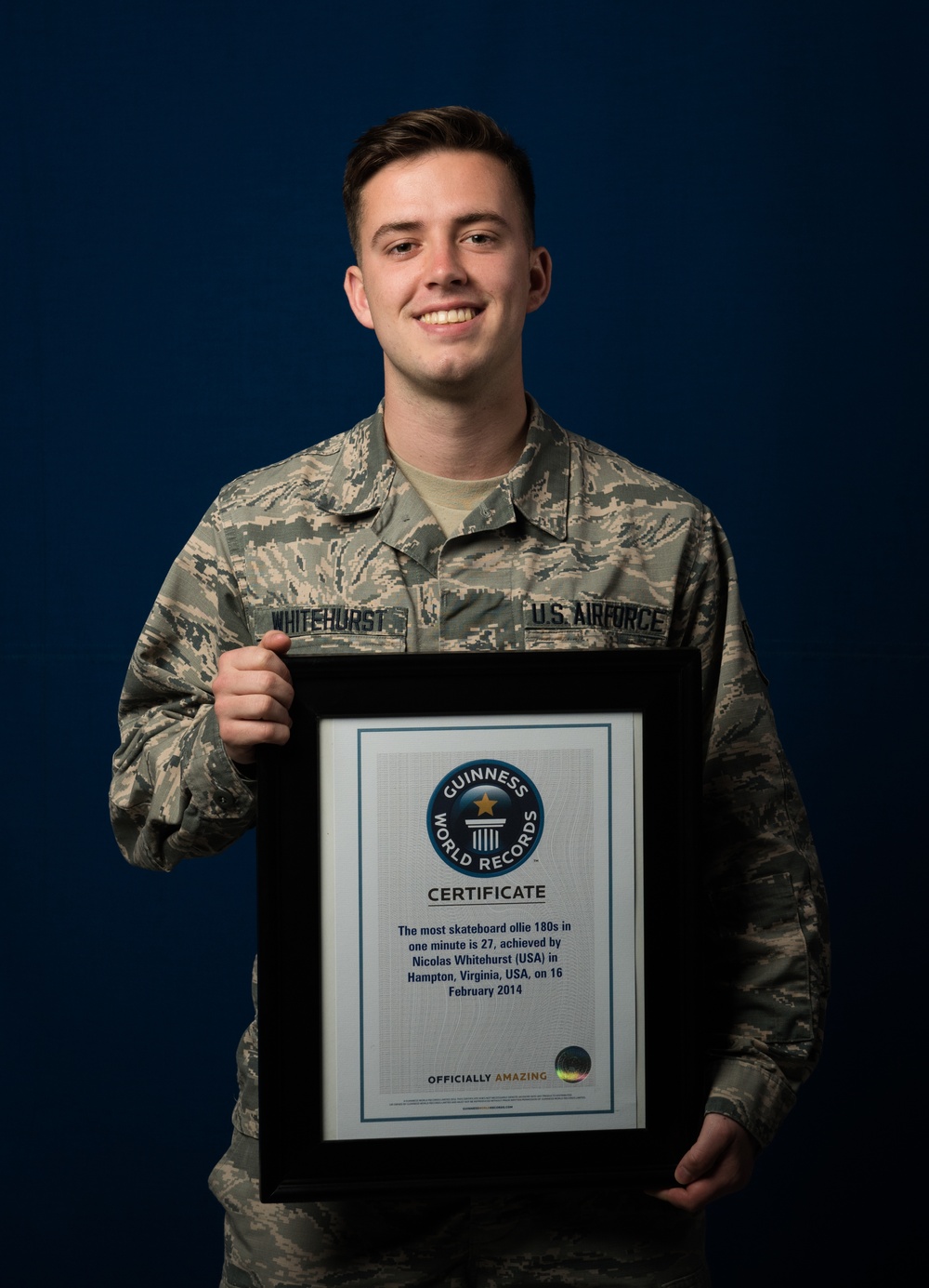 World record holder's skateboarding values carry into Air Force