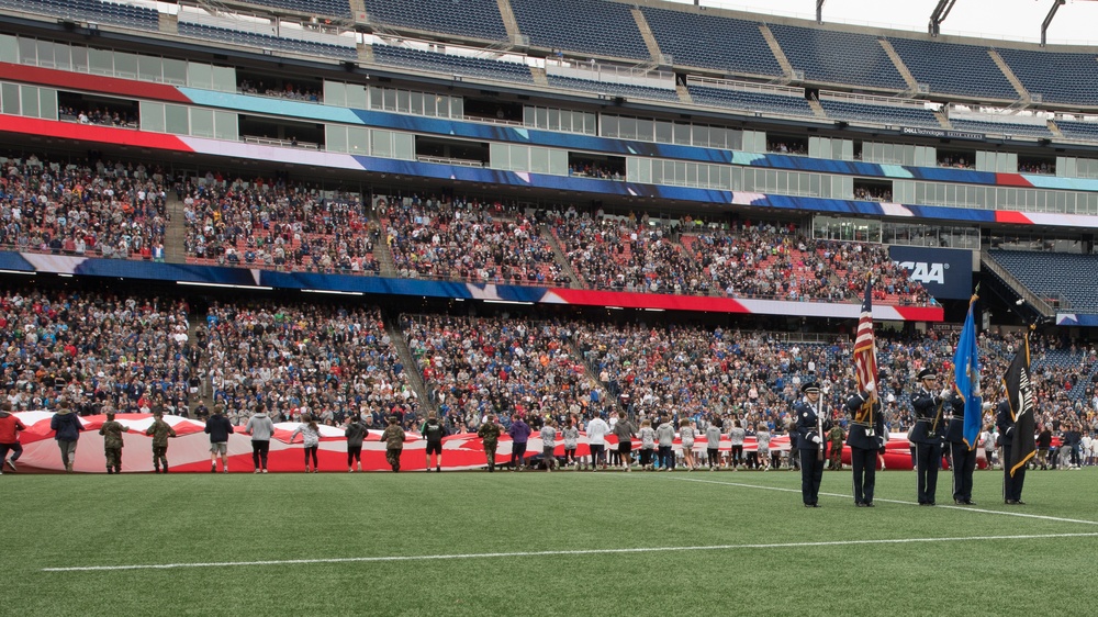 102nd Intelligence Wing Honor Guard Posts Colors at Gillette Stadium on Memorial Day