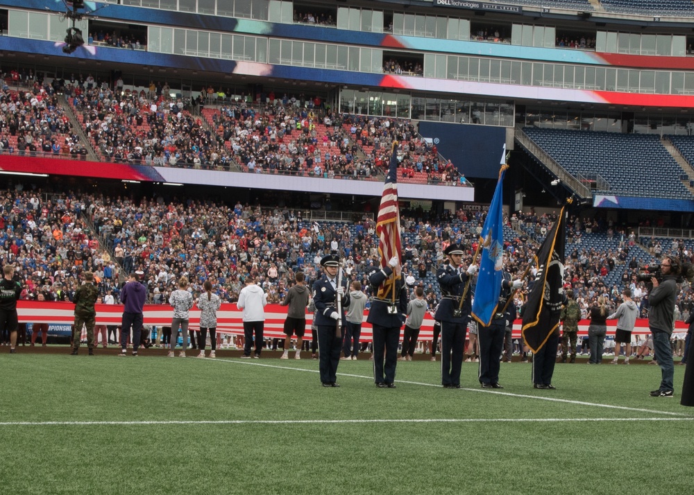 102nd Intelligence Wing Honor Guard Posts Colors at Gillette Stadium on Memorial Day