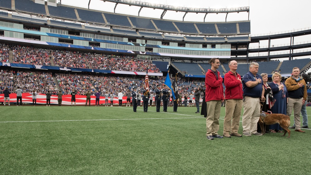 102nd Intelligence Wing Honor Guard Posts Colors at Gillette Stadium on Memorial Day