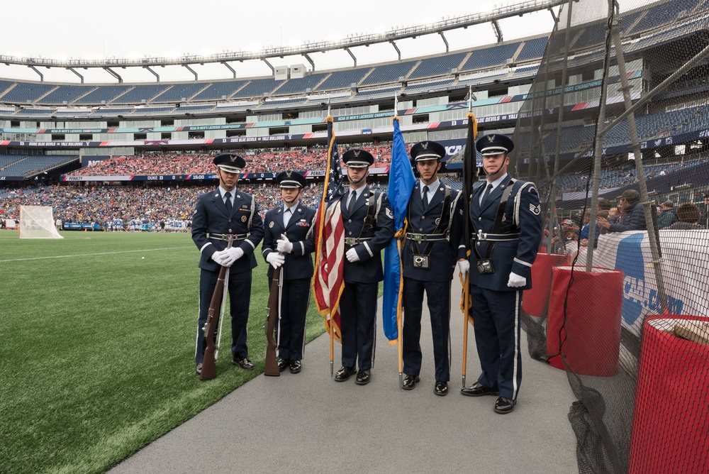 102nd Intelligence Wing Honor Guard Posts Colors at Gillette Stadium on Memorial Day