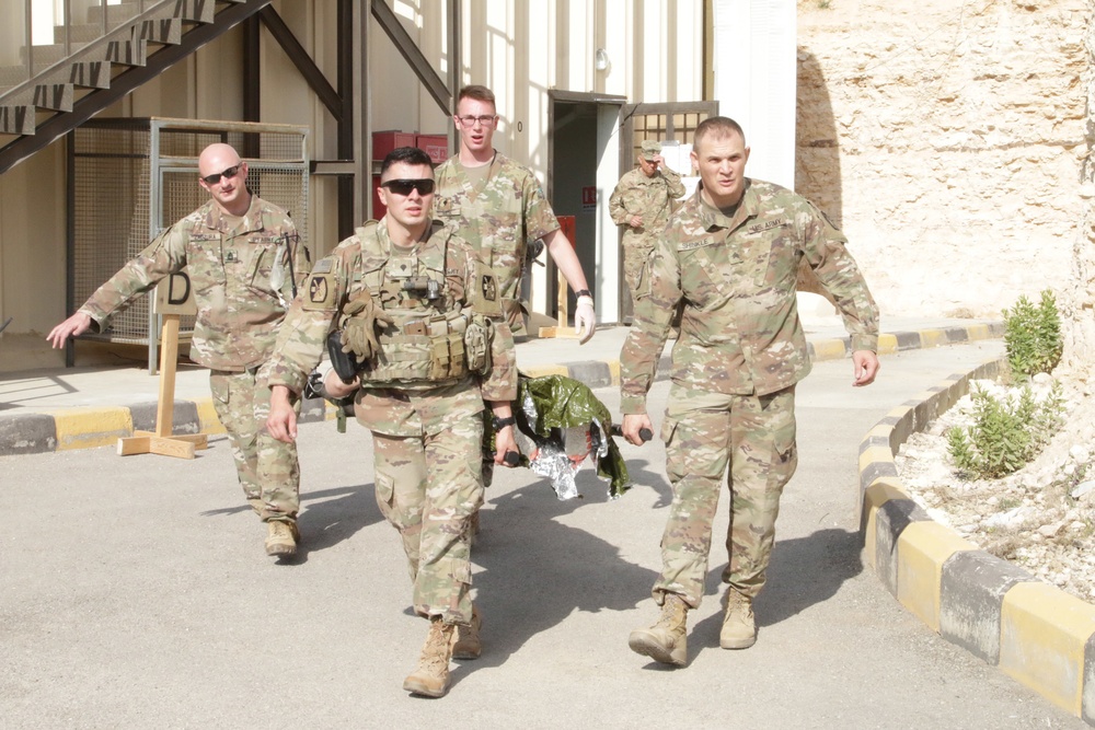 Task Force Spartan Soldiers conduct mass casualty exercise