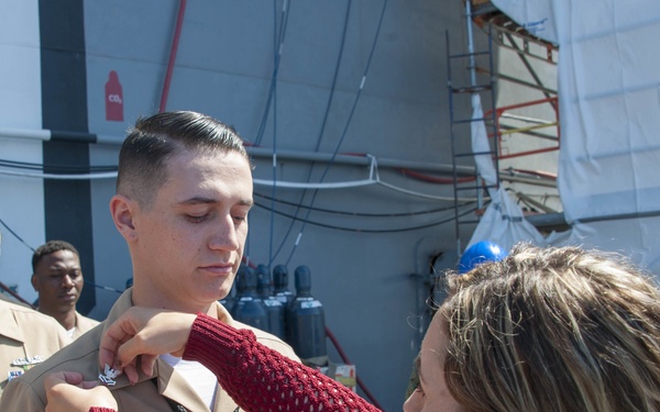 USS America Sailor frocked during ceremony