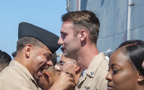 USS America Sailor frocked during ceremony
