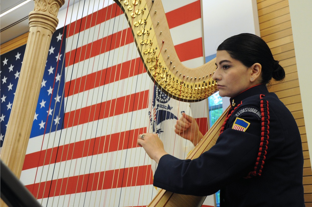 Coast Guard Harpist Plays at Official Portrait Unveiling