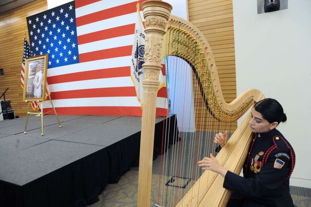 Coast Guard Harpist Plays at Official Portrait Unveiling