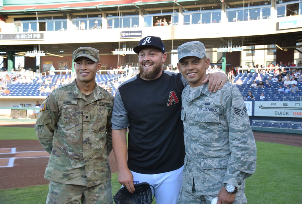 Members of the Nevada Air National Guard Attend the Reno Aces Military Appreciation Night