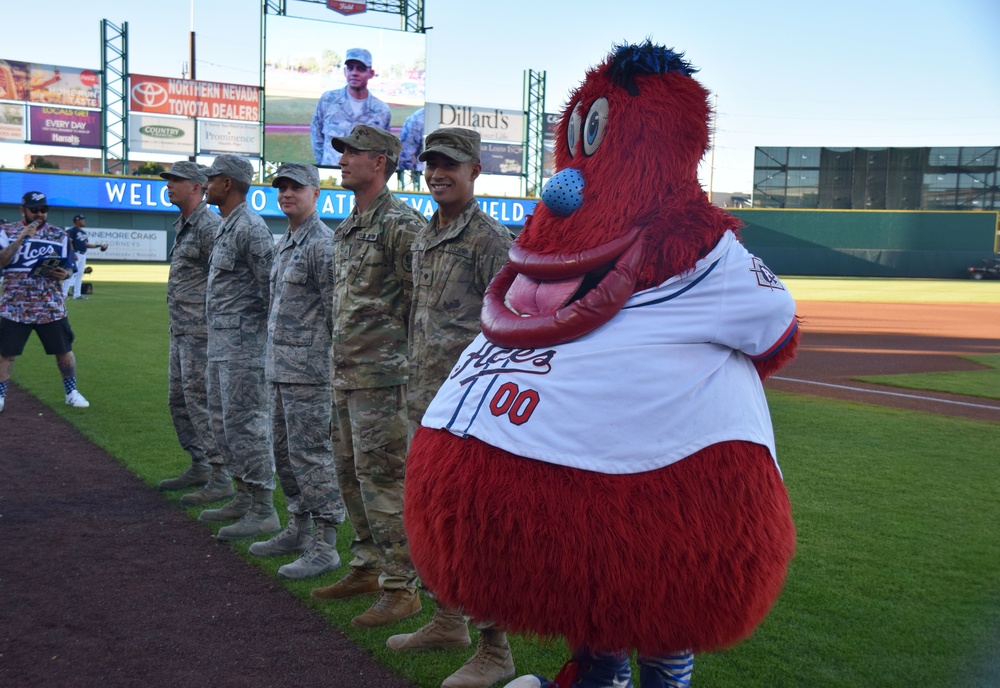 Nevada Air National Guard Members Attend Reno Aces Military Appreciaiton Night