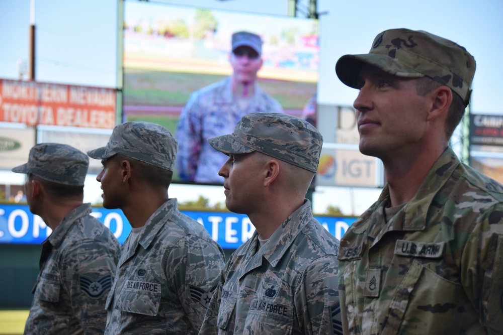 Nevada Air National Guard Members Attend Reno Aces Military Appreciaiton Night