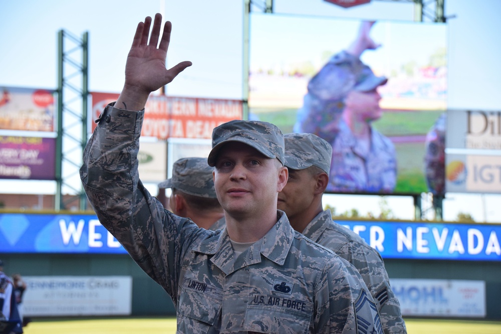 Nevada Air National Guard Members Attend Reno Aces Military Appreciation Night