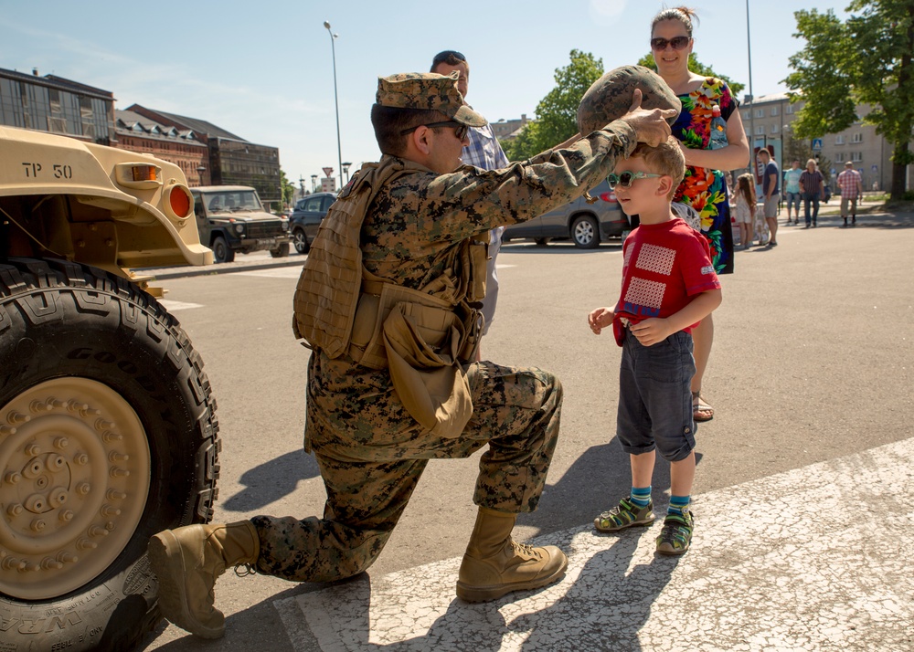 4th LAR Marines Interact With Latvian Locals During Exercise Saber Strike 18