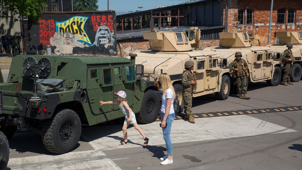 4th LAR Marines Interact With Latvian Locals During Exercise Saber Strike 18
