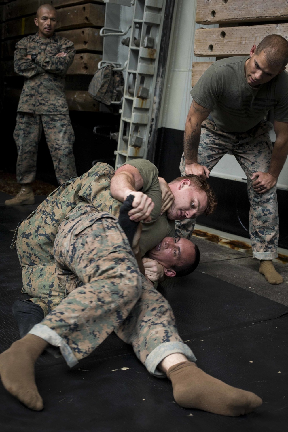 Combat Logistics Battalion 13 and Battalion Landing Team 3/1 practice grappling techniques