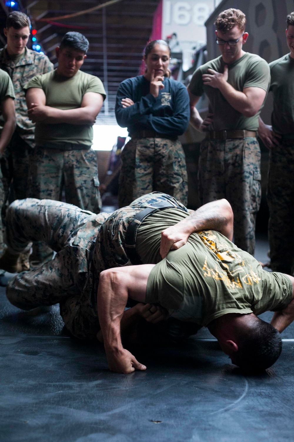 Combat Logistics Battalion 13 and Battalion Landing Team 3/1 practice grappling techniques