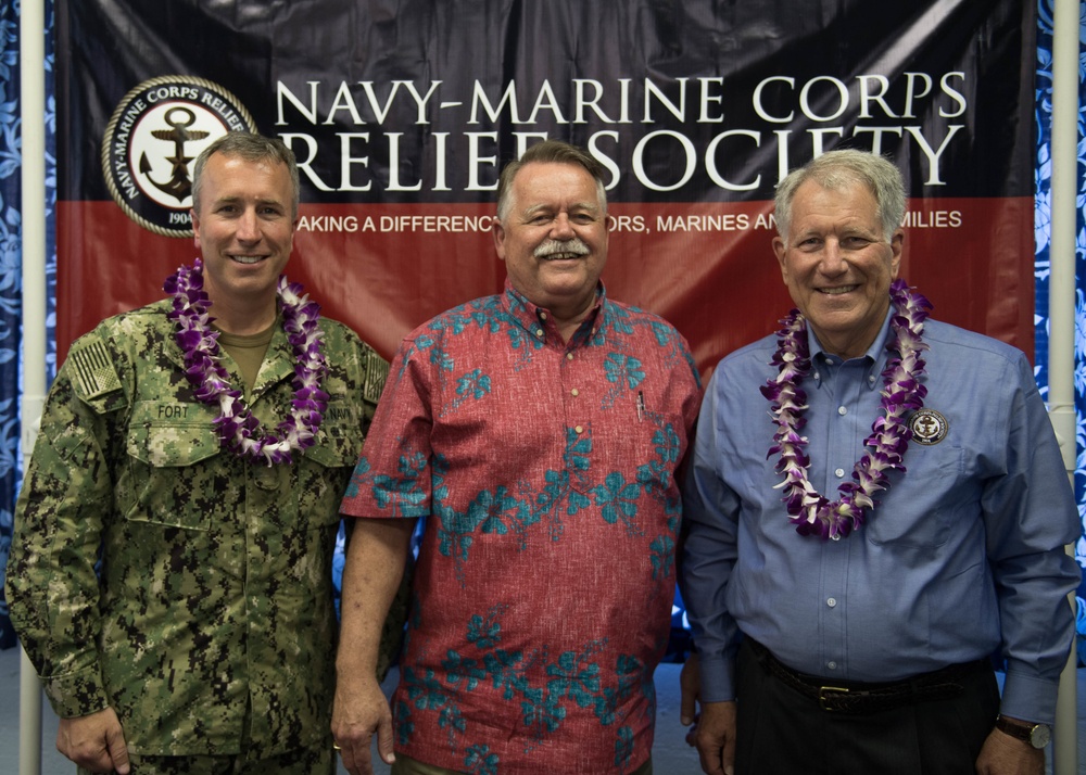 Retired Navy Adm. Steve Abbot Visits Pearl Harbor Navy-Marine Corps Relief Society