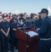 Sailors participate in all-hands call aboard USNS Mercy