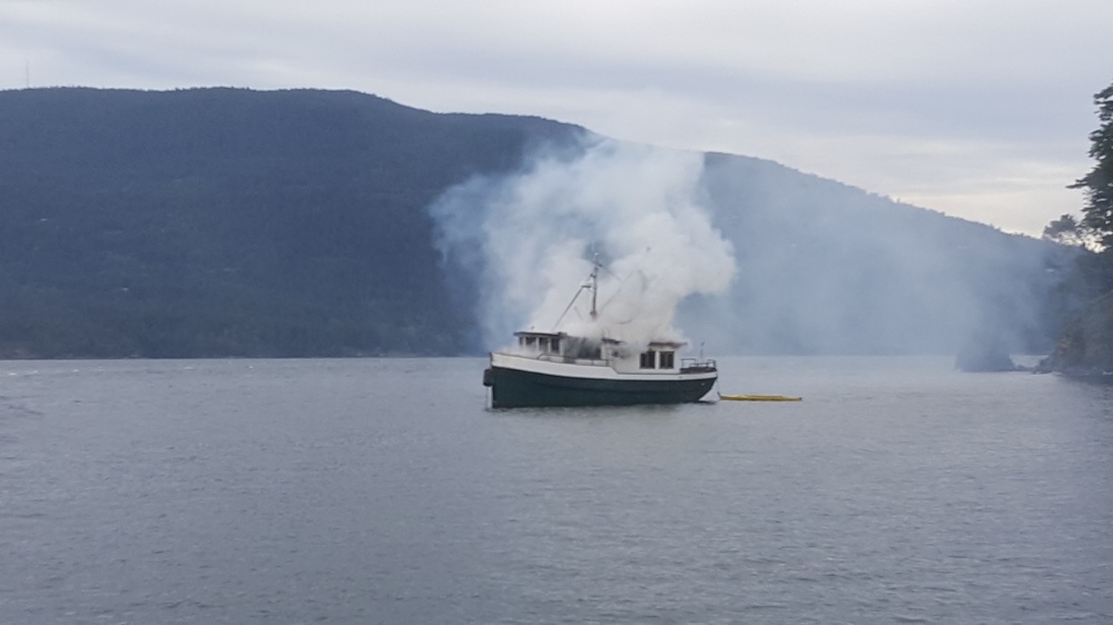 Fire aboard boat off Orcas Island, Wash.