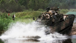 Battle Group Poland conducts amphibious training at Saber Strike 18