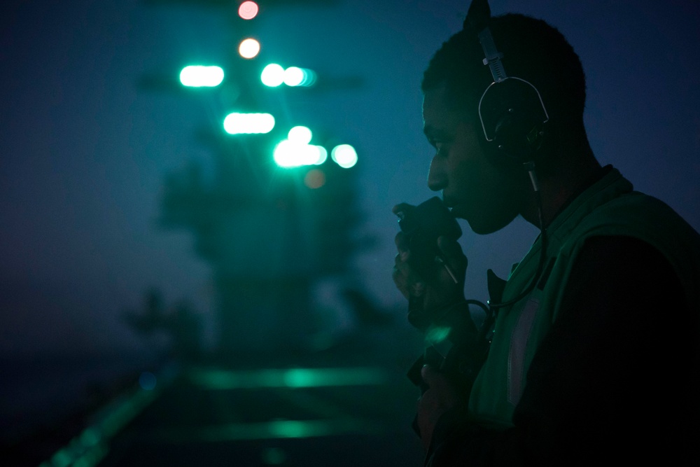 USS Gerald R. Ford Nighttime Underway Replenishment