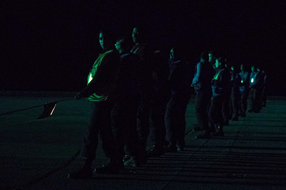 USS Gerald R. Ford Nighttime Underway Replenishment