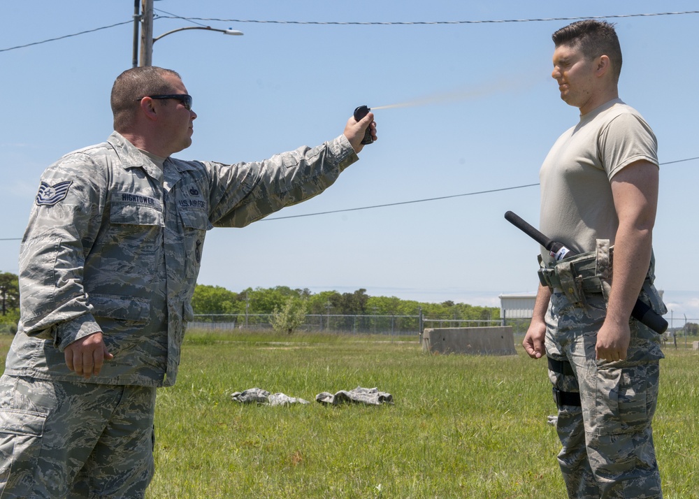 102nd Security Forces Defenders conduct pepper spray training
